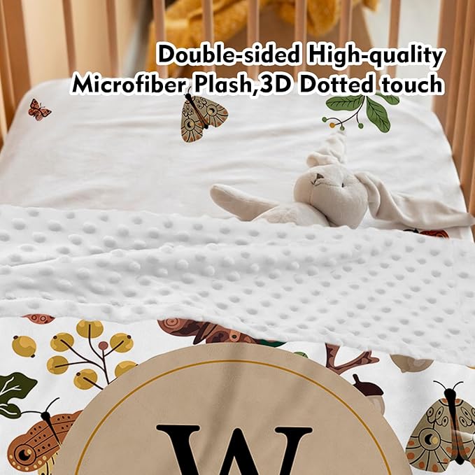 Custom Baby Crib Bedding Set,Personalized Name Mushroom Pattern Nursery Bed Set 4 Piece,Baby Blanket Fitted Sheet Nursery Rug Wall Art Set,Custom Room Decor Idea Gift for Newborns Boys Girls