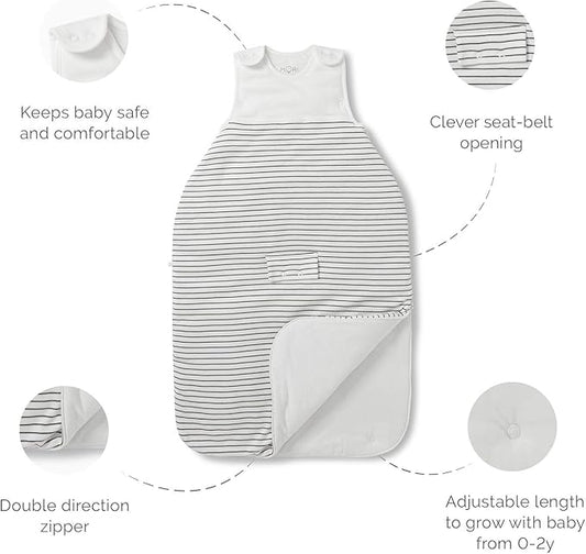 MORI Baby Unisex Premium Sleep Sack in Blue Stripe for Toddlers - 0.5 Tog Sleeping Bag - Suitable from 8.8lbs to 2 Years
