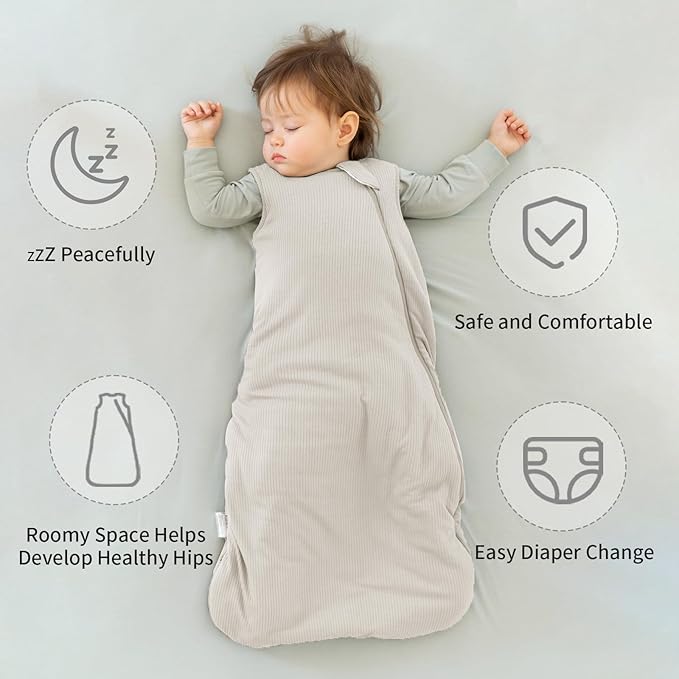 Rayon Made from Bamboo Sleep Sack 2t-3t Supersoft Toddler Sleeping Sack 24-36 Months 1.0 Tog Breathable Baby Wearable Blanket with 2-Way Zipper Unisex Sleeping Bag for Babies