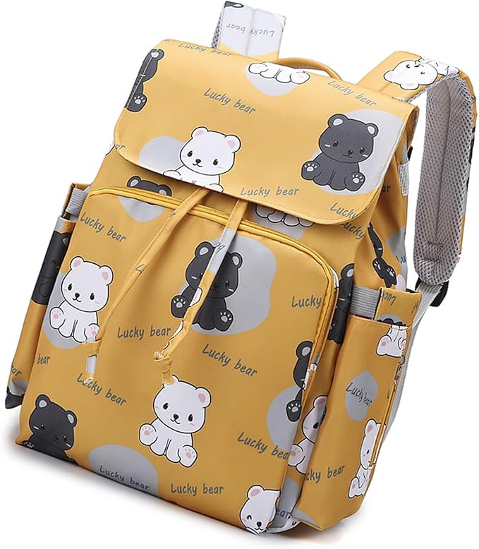 Multi Compartment Diaper Bag with Stylish Print Design Waterproof Oxford Fabric Backpack for Moms Travel Outdoor