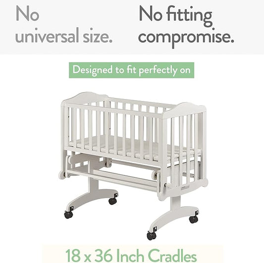 Cradle Sheets Fitted 18 x 36 Inch – Snuggly Soft 100% Jersey Cotton – Grey Elephants, Owls, Stars, Clouds, Moons for Baby Boy and Girl – 2 Pack