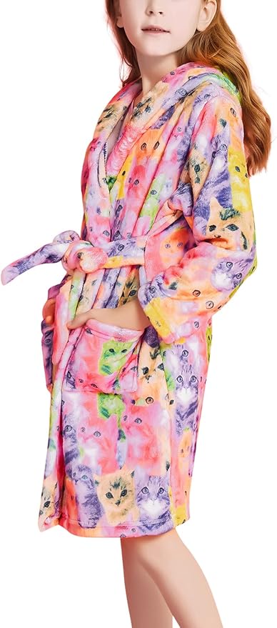 CHILDRENSTAR Girls Robe Kids Bathrobes Plush Soft Fleece Pajamas Sleepwear