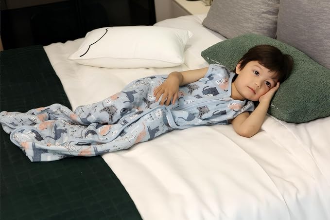 Baby Sleep Sack 2-4 T Baby Wearable Blanket 100% Organic Cotton 0.5 TOG Toddler Sleep Sacks 2- Way Zipper Soft 4 Layers Muslin 2T 3T 4T Kitten Cat