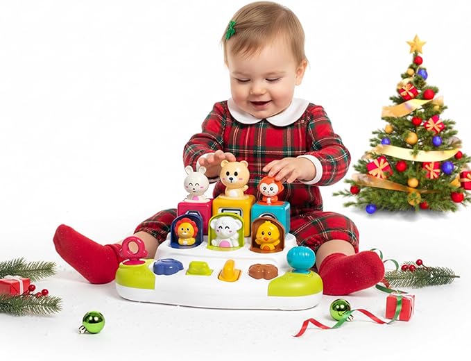 Pop Up Animals Toy with Buttons, Montessori Toys for Babies Cause and Effect Baby Toy Educational Toys 12-18 Months, 2025 for Boys Girls