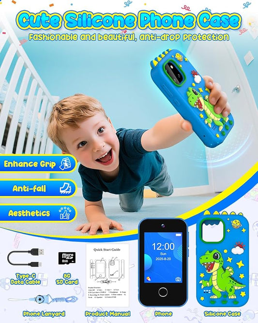 Kids Smartphone Toy for 3-8 Year Old Girls & Boys - No Internet/Calls, HD Camera, MP3 Player, Learning Games | Christmas Birthday Gift for Toddlers (Blue)