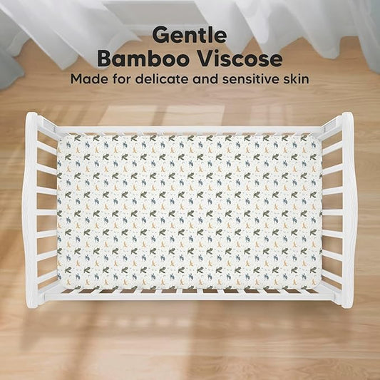KeaBabies 2-Pack Baby Crib Sheets for Boys, Girls - 52x28 Viscose Derived from Bamboo Toddler Bed Sheets Neutral, Fitted Crib Mattress Cover for Standard Baby Bedding, Soft & Cozy (Dragon Tale)