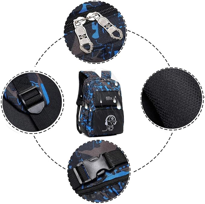 Asge Backpack for School Boys Backpacks for Kids Camo Bookbag for Middle School Bags Waterproof Travel Back Pack (Blue) | for School, Backpacks, for Kids, Bookbag, for Middle School, Bags