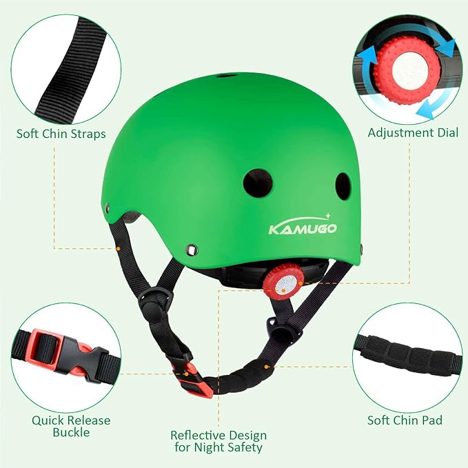 KAMUGO Kids Adjustable Helmet, Suitable for Toddler Kids Ages 2-14 Boys Girls, Multi-Sport Safety Cycling Skating Scooter Helmet