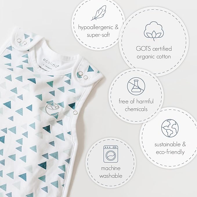 Ecolino Organic Cotton Baby Sleep Sack - 2-Way Zipper Baby Wearable Blanket - Infant to Toddler Sleeping Bag Sack - 2 Months - 2 Years - Dandelion