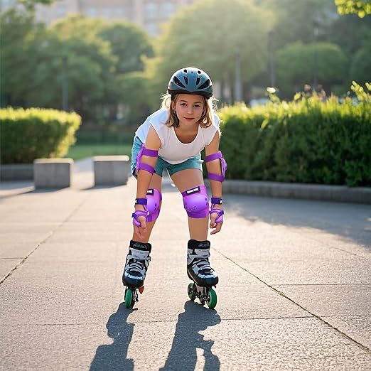Kids/Youth Knee Pads Elbow Pads Wrist Guards 3 in1Protective Set, for 3-15 Years Child Roller Skates, Cycling, Inline Skating, Skateboard, BMX Bike, Balance Bike, Scooter Riding Sports