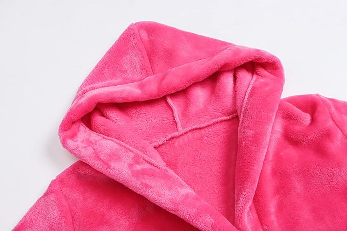 Girls Fleece Hooded Robes, Kids Soft Premium Fuzzy Bathrobe for Gifts, 2-12 Years