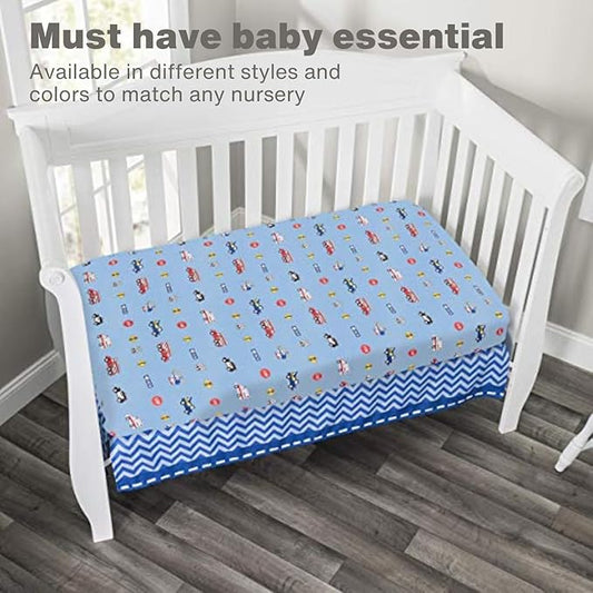 Baby Boy Fitted Crib Sheet Police, Fire and Rescue, 100% Soft Breathable Microfiber Baby Sheet, Fits Standard Size Crib Mattress 28in x 52in, Nursery Sheet