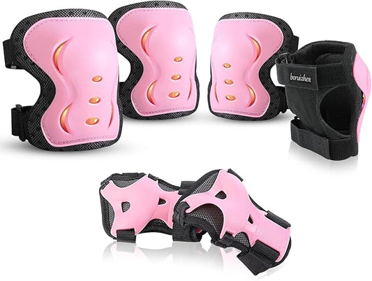 Kids/Adult/Youth Knee and Elbow Pads with Wrist Guards 3 in 1 Protective Gear Set for Skateboarding Cycling BMX Bike Scooter Skating Rollerblading Riding