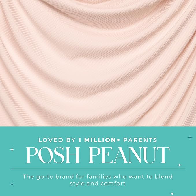Posh Peanut Swaddle Blanket & Headband Set – Viscose from Bamboo Stretchy Baby Swaddle for Newborn Girls, Receiving Blanket or Nursing Cover (Sandy Blush)