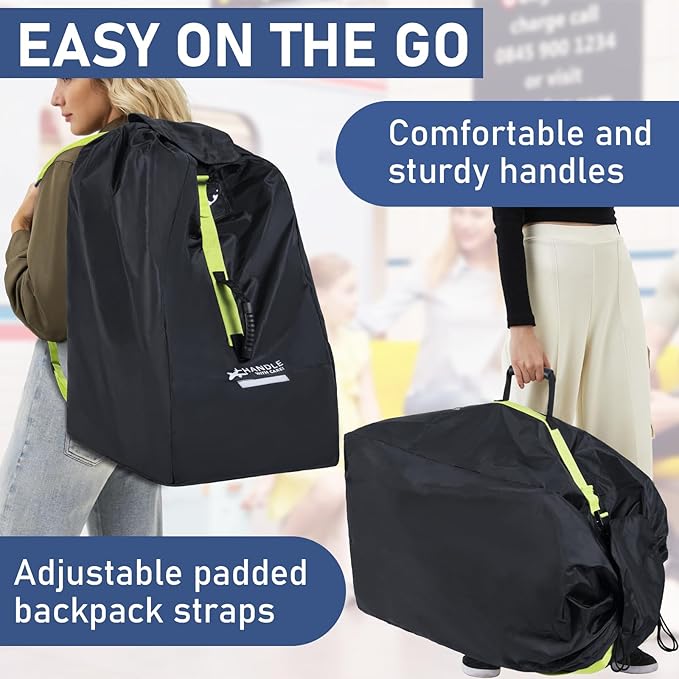 LASUK Car Seat Travel Bag for Airplane - Fits Infant Car Seats, Convertible Car Seats, Booster Seats, Car Seat Bases - for Worry-Saving, Effortless and Safe Travel