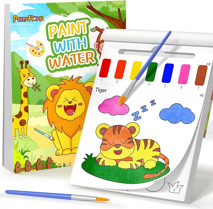 PERRYHOME Paint with Water Coloring Books for Kids,Mess Free Toddler Watercolor Painting Set,Animal Arts and Crafts Toys-Birthday Christmas Gifts for Toddlers Girls Ages 3 4 5 6 7 8