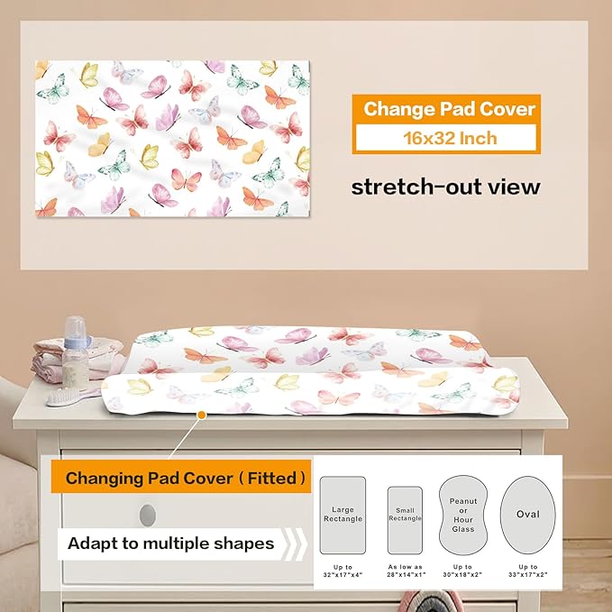 Custom Baby Bedding Set: Personalized Pink Butterfly Bedding Baby Blanket Fitted Sheet Changing Cover Nursery Rug Room Decor Gift Idea