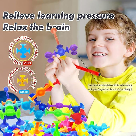 114pcs Suction Cup Bath Toys for Kids Toddlers Family Game - Preschool Learning Sensory Montessori Classroom Stocking Stuffers for Ages 3-8 Bathtub Window Toys for Autism