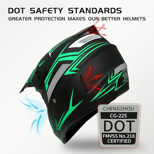 Youth Kids Motocross Helmet, Adult ATV Dirt Bike Helmet with Goggles Gloves & Mask Quick, Full Face Motorcycle Helmet with Quick Release Buckle DOT Certified