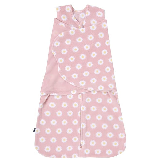HALO Micro-Fleece Sleepsack Swaddle, 3-Way Adjustable Swaddle Blanket for Newborn and Infants, TOG 3.0 for Cold Climates, Hip Healthy, Daisy, Small, 3-6 Months