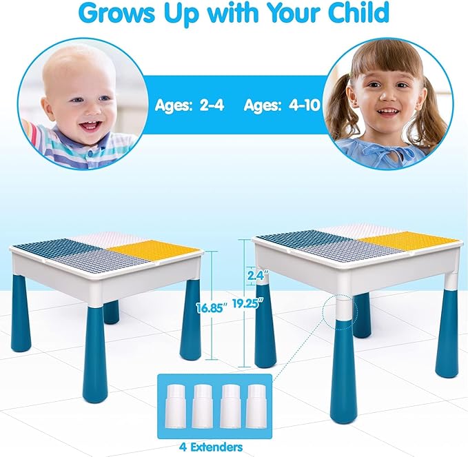 OCATO Kids Activity Table Toddlers Kids Table and Chair Set with 152Pcs Large Marble Run Building Blocks All in One Kid Play Water Tables Sand Tables, STEM Toys for Boys Girls 3 4 5 6 Year Old