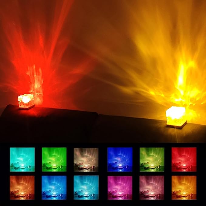 Growalleter Ocean Wave Projector Light, 16 Color Rechargeable Ocean Lamp, with Power Touch Control and Remote Control Luminorthe Cube Lamp, Bringing You Romance and Tranquility(Charge)