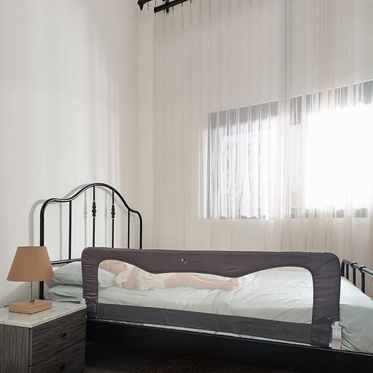 TotCraft Bed Safety Rails for Toddlers - Bed Rail Guard for Queen, King, Full Szie, Twin Mattress Bed (Grey, 59Wx23.5H Inch (Long Extra Tall))