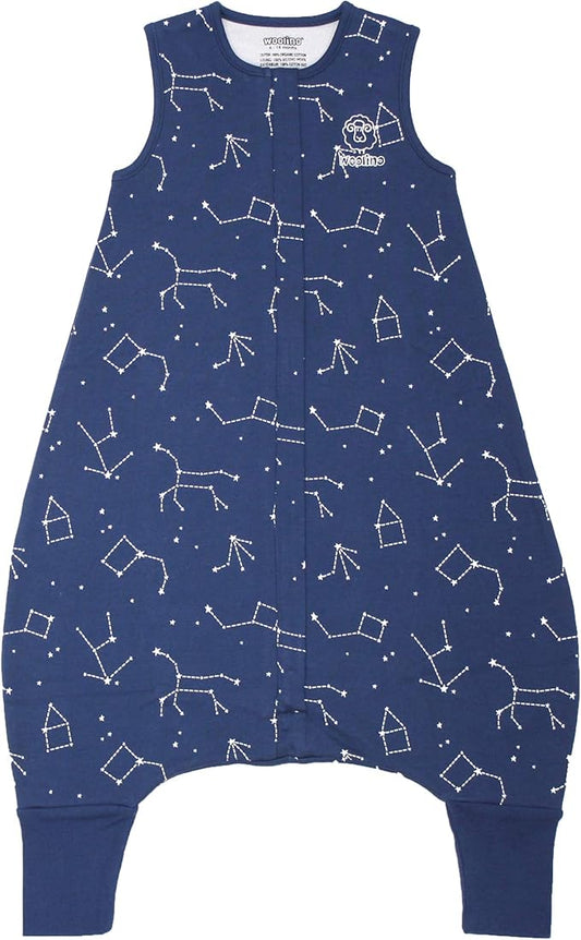 Woolino 4 Season Baby Sleep Bag Sack with Foot Opening, Merino Wool and Organic Cotton, Toddler Sleeping Bag, 3-4T, Night Sky