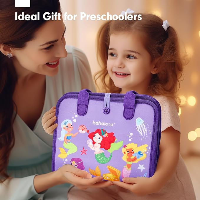 hahaland Busy Board Montessori Toys - 3 Year Old Girl Gifts Bithday Gift Ideas - 8 in 1 Preschool Learning Activities - Educational Toys Easter Basket Stuffers for Toddler Age 3 Travel Busy Book