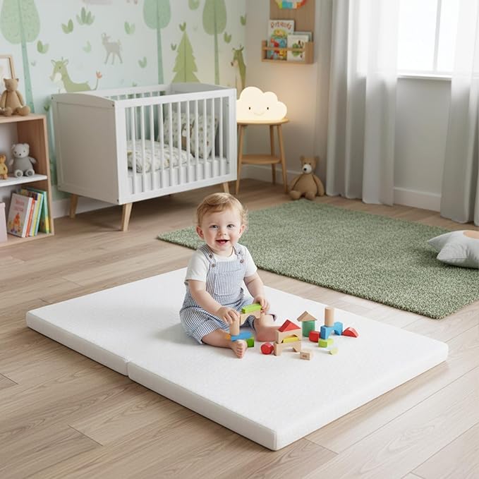 Pack and Play Mattress 38"x26", Waterproof Portable Crib Pack N Play Mattresses with Washable Cover and Travel Bag, Breathable Soft Foam Playpen Mattress for Baby Toddler