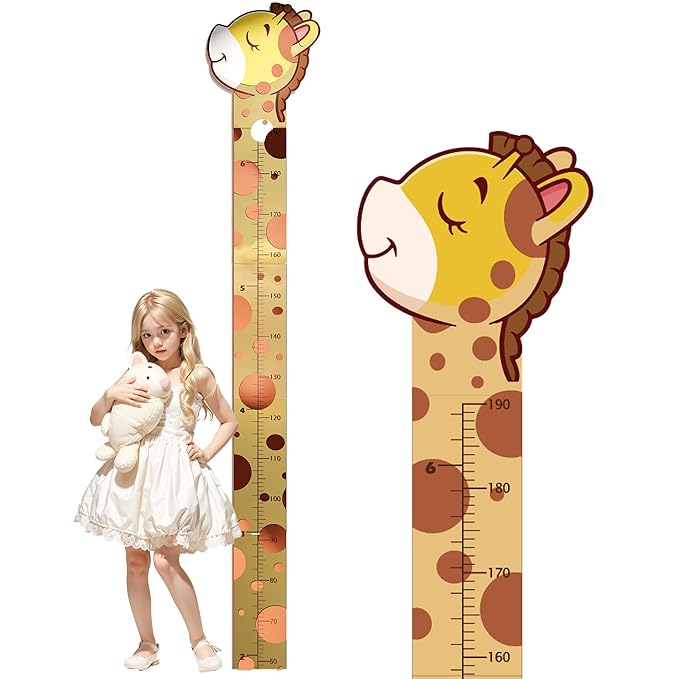 EVTHSU Height Chart for Kids, Giraffe Growth Chart for Wall, Puzzle Height Measurement Board for Boys, Girls, Toddler, Acrylic Mirror High Measuring Ruler Room Wall Decor - Silver