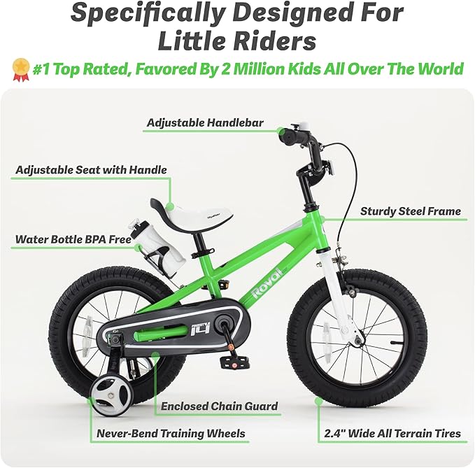 RoyalBaby Kids Bike Freestyle Classic & EZ Balance Pedal Switchable Bicycle, 12 14 16 18 Inch, 3-10 Years Toddler to Big Kids