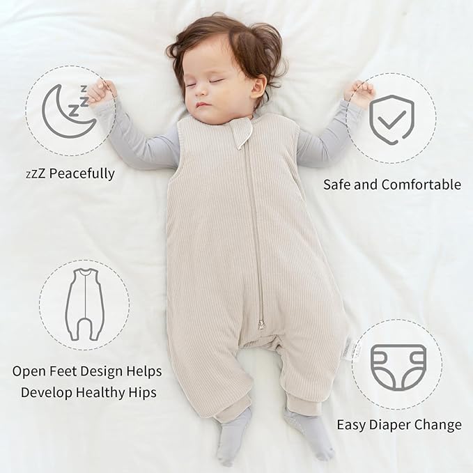 Rayon Made from Bamboo Toddler Sleep Sack with Feet 24-36 Months 1.0 Tog Breathable Sleep Sack 2t-3t Ultra Soft Baby Wearable Blanket with Legs Unisex Sleeping Bag with 2-Way Zipper