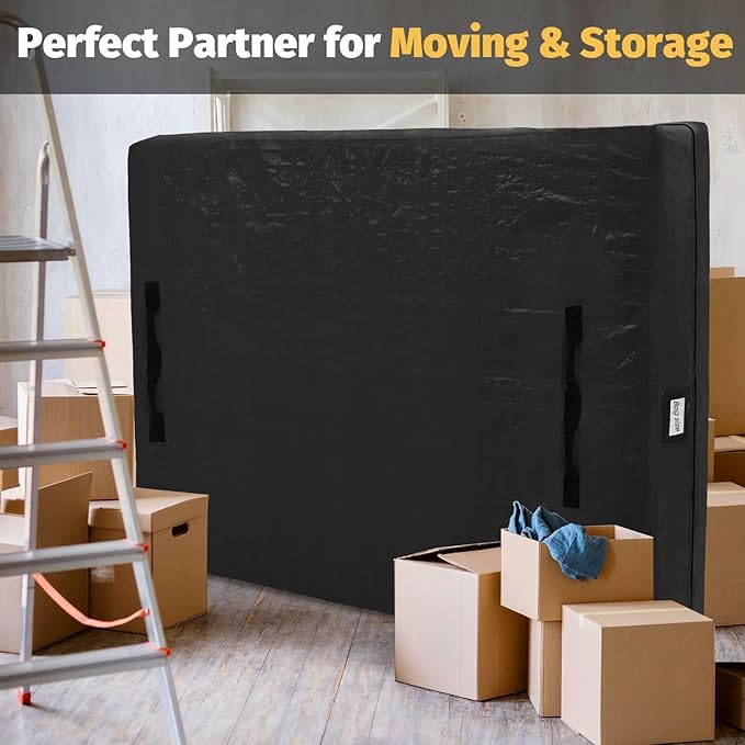 Mattress Bags for Moving and Storage, BETU Full Size Waterproof Mattress Protector Mattress Cover with 8 Heavy Duty Handles and Zipper Extra Thick Moving Supplies for Bed (2 Pack:77x57x13.5 Black)