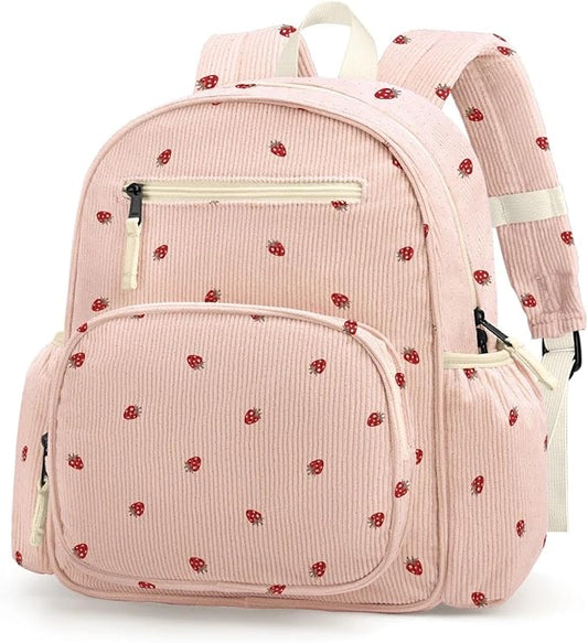 atgark Corduroy Toddler Backpack for Girls 2-5, Preschool Kindergarten Backpack - Cute Kids Backpacks for Girls 13.7" H Fit Folder