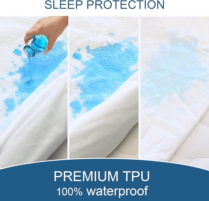 Queen Mattress Protector Waterproof Cover Absorbent Fitted Sheet up - 18'' Deep Pocket Mattress Cover Queen Size Bed Sheets, Terry Machine Wash Protection Mattress Protector