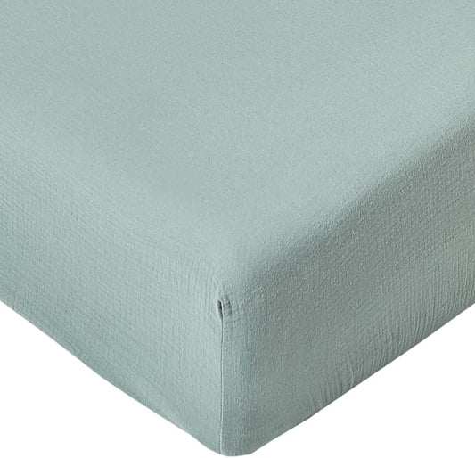 Muslin Crib Sheets for Baby Boys Girls, Neutral Fitted Crib Mattress Sheet for Standard Crib and Toddler Mattress, Soft and Breathable, 28” x 52” (Sage Green)