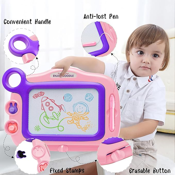 Toddler Toys Age 3-4,Erasable Toys for 3 Year Old Girl Magnetic Drawing Board for Kids with 1 Pen, A Etch Easter Gift for 3 Year Old Travel Toy Sketch Board with 2 Stamps