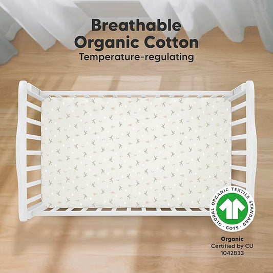 KeaBabies 2-Pack Organic Crib Sheets for Boys, Girls - 52x28 Fitted Crib Mattress Sheet Neutral, Breathable Jersey Cotton Cover for Baby Bed, Toddler Mattress, Soft & Cute Prints (Marine Muse)
