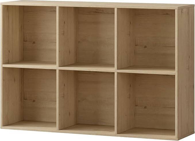 Jpiziso 6 Cube Storage Organizer, Wooden Cube Shelves with Closed Back Panel, Reversible Bookcase, Cubes Closet Organizer for Home, Living Room, Kids Room, Office, Bedroom, Study, Hallway