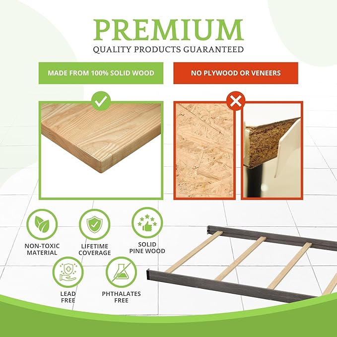 Full-Size Conversion Kit Bed Rails Compatible with Delta Children Convertible Cribs - Solid Wood Rail #0050 - Toddler and Adult Bed Rail for Full-Size Beds - Baby Furniture (Rustic Grey - 084)