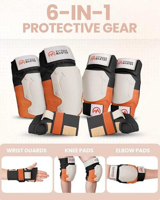 OutdoorMaster Knee Pads for Skating Knee and Elbow Pads for Adult &Youth - Skateboard Protective Gear with Wrist Guards 3 in 1 Saver Series for Skate