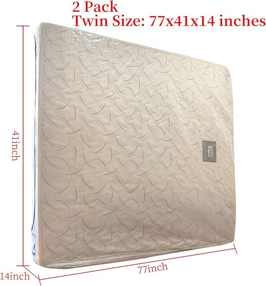 2 Twin Mattress Bags Cover for Moving and Storage-3 Mil Zipper Plastic Waterproof Wrap Protector Reusable Storage Bag