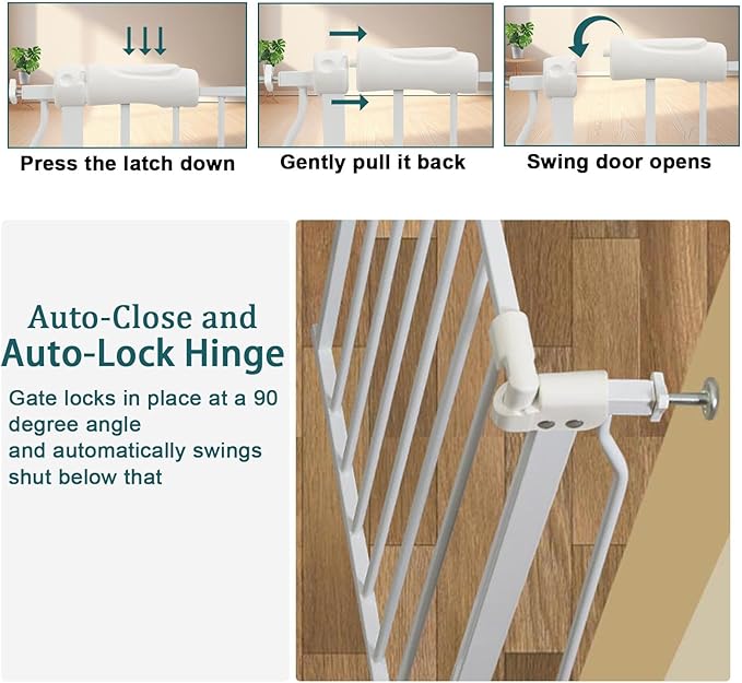 Extra Wide Baby Gate Tension Indoor Safety Gates White Metal Large Pressure Mounted Pet Gate Walk Through Long Safety Dog Gate for The House Doorways Stairs (62.2"-66.93"/158-170CM, White)