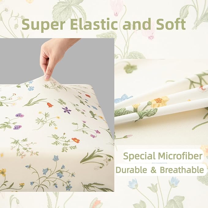 SDIII 2 Pack Floral Crib Sheets for Baby Girl 52×28 Stretchy Microfiber Jersey Knit Fall Crib Sheets Floral for Standard Crib and Toddler Mattress