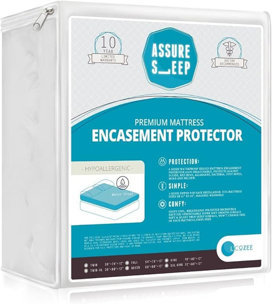Waterproof Zippered Mattress Encasement Cover - Protector, Breathable, Crib-Baby-Toddler Size, Assure Sleep by L'COZEE