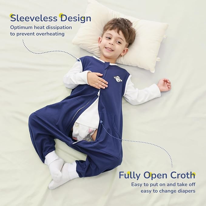 2 Pack Sleep Sack with Legs, Baby Wearable Blanket, 0.5 TOG Toddler Sleeping Sack with Feet Sleep Sacks (Planet, 12M-2T)
