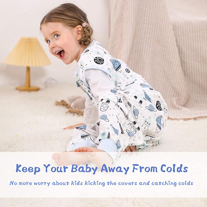 WONDAY Toddler Sleep Sack with Feet, 0.5 Tog Sleeping Sacks for Walking with Legs 12-18 Months 2T