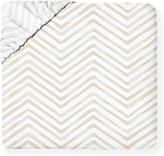 MakeMake Organics Organic Queen Fitted Sheet Set GOTS Certified Organic Cotton Fitted Sheet with Pillowcase Ultra Soft Non Toxic Breathable Hypoallergenic Colorful Neutral (Twin, Herringbone)