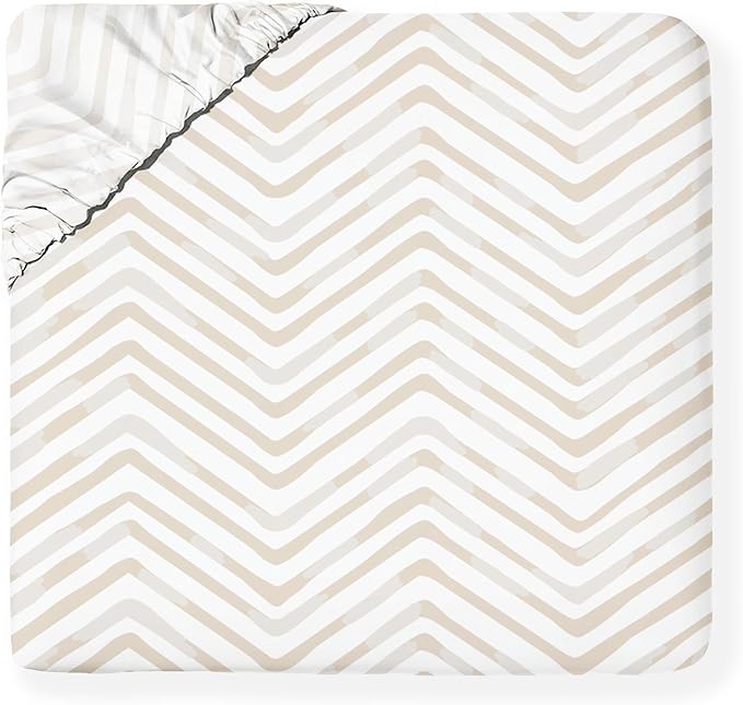 MakeMake Organics Organic Queen Fitted Sheet Set GOTS Certified Organic Cotton Fitted Sheet with Pillowcase Ultra Soft Non Toxic Breathable Hypoallergenic Colorful Neutral (Queen, Herringbone)